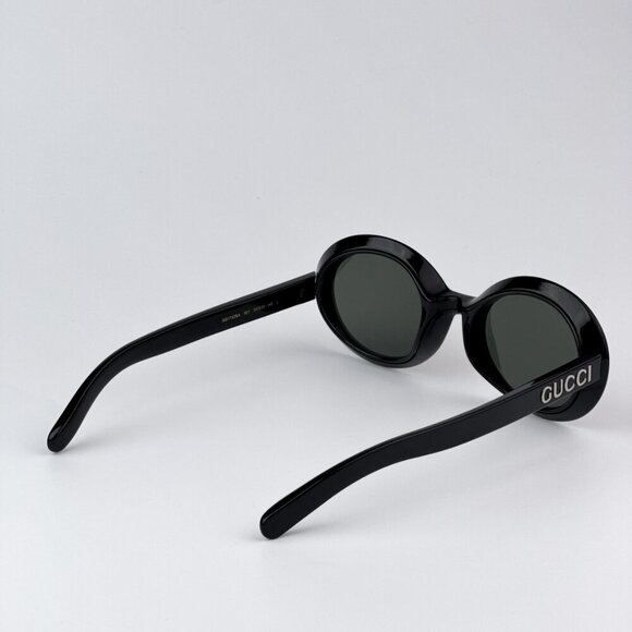 Gucci GG1722SA 001 BRAND NEW Sunglasses Shiny Black Grey Unisex Oval - Picture 7 of 10